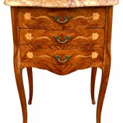 Antique marquetry bedside table – Marble top – Louis XV style