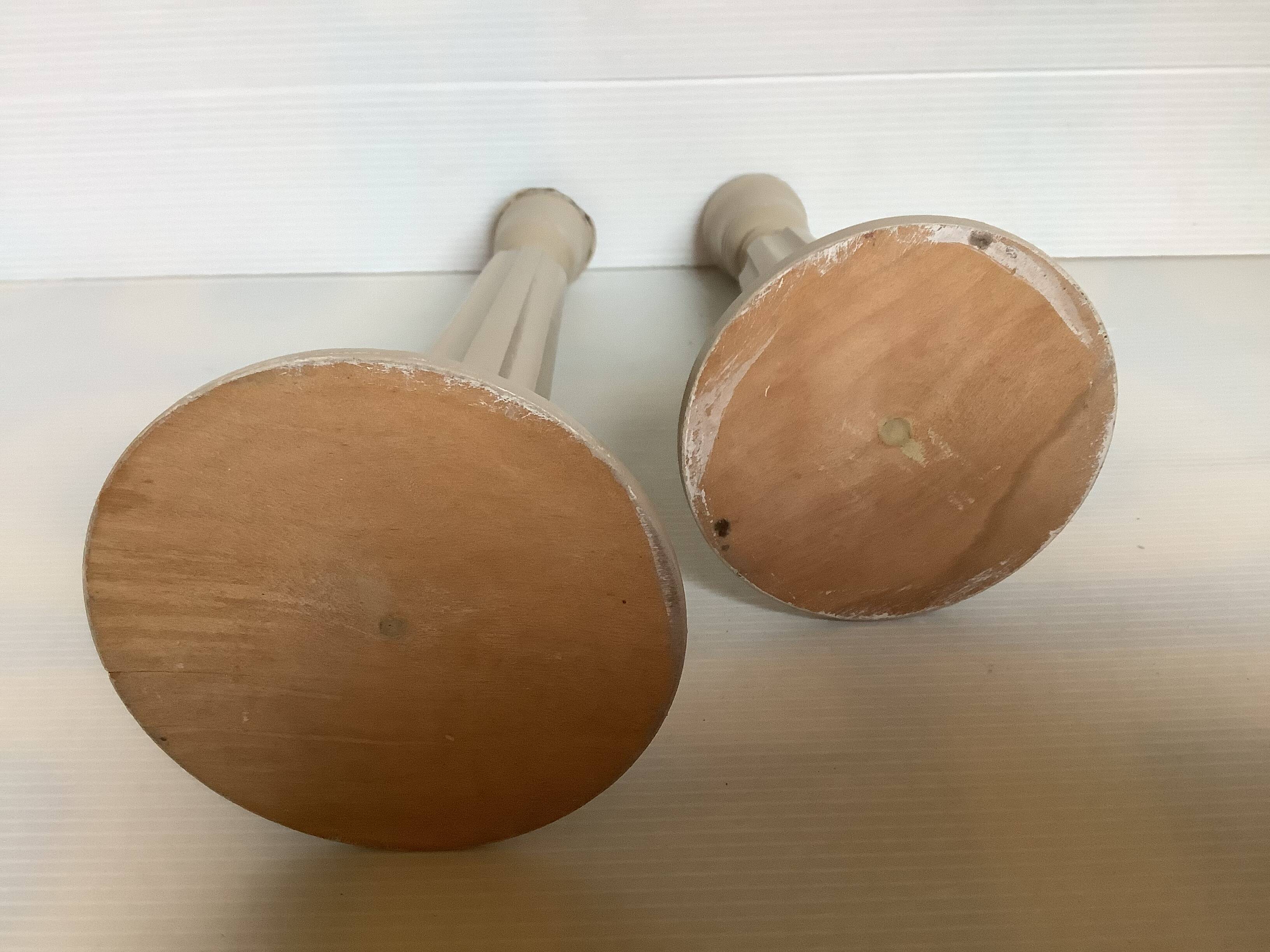 Pair of painted wooden candlesticks