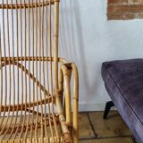 Large vintage rattan armchair