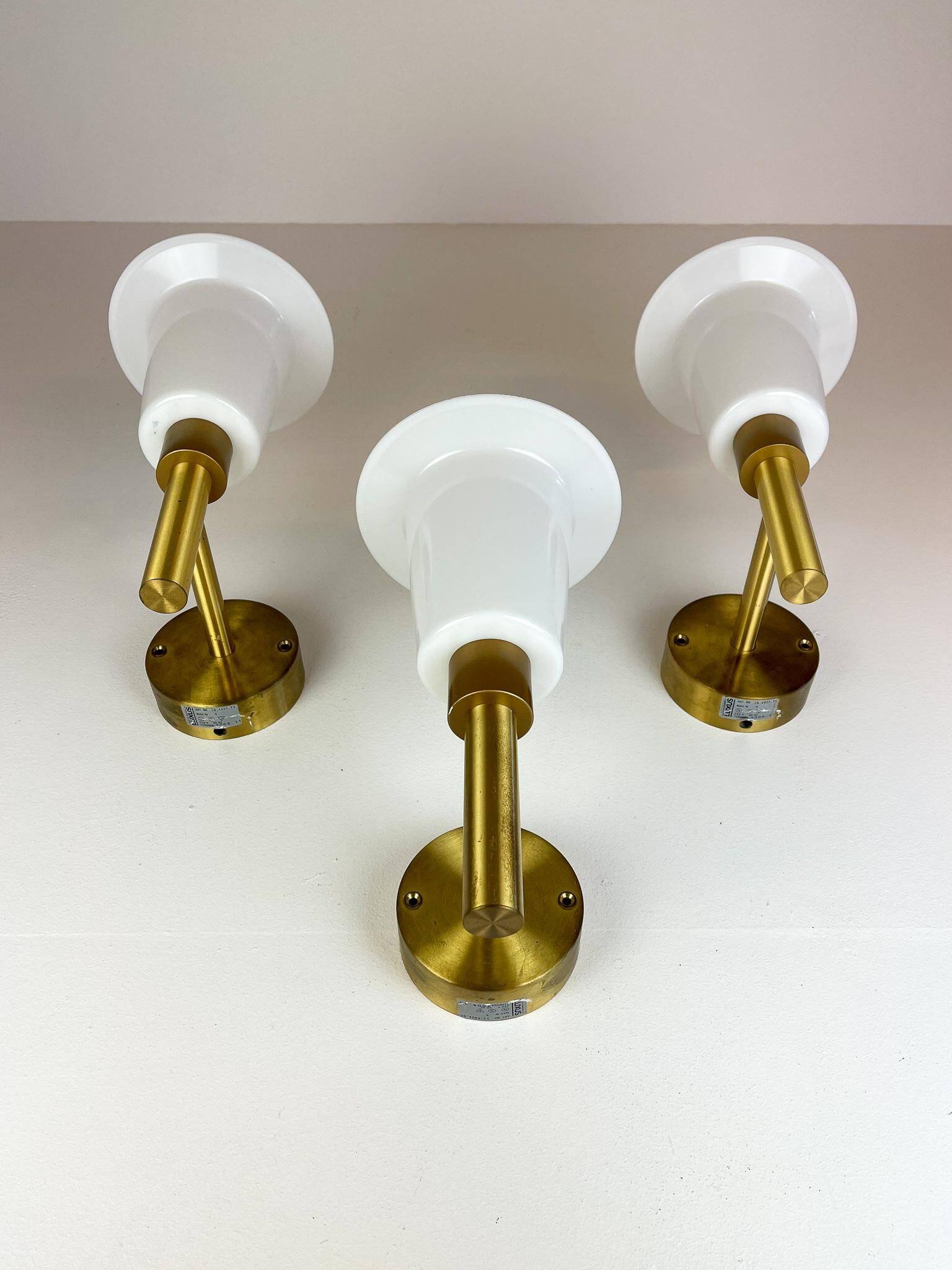Mid-century brass and acrylic wall lamps Luxus, Sweden, 1960s