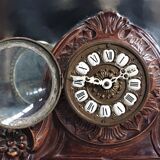 Wooden mirror with clock, 1960