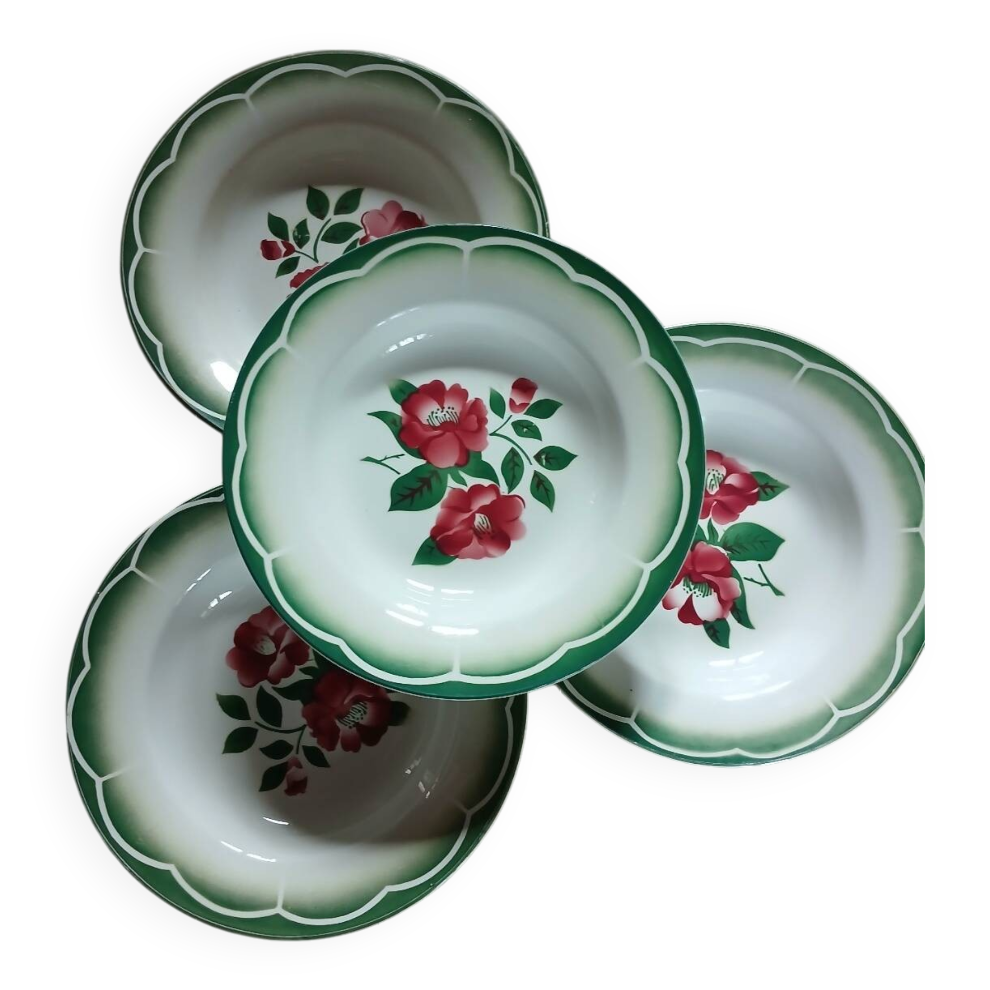4 Digoin and Sarreguemines soup plates