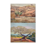 Painting bifacial view orientalist and mediterranean navy signed mid-xx°