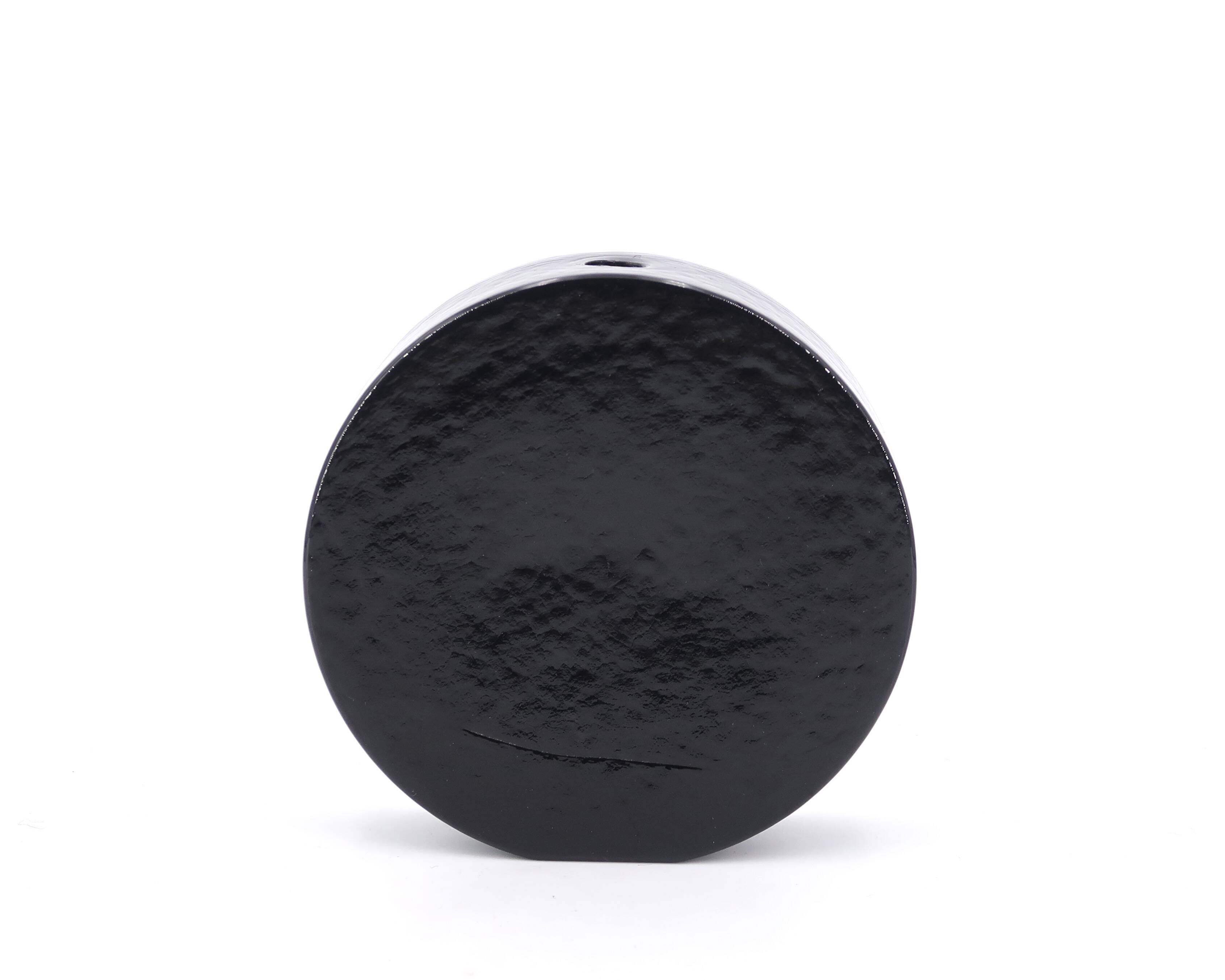 Minimalist black glass soliflore vase, 1970s