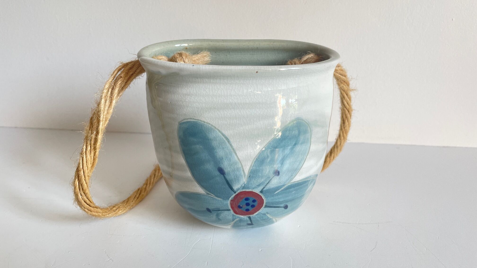 Hanging pot cover ceramic vintage flower