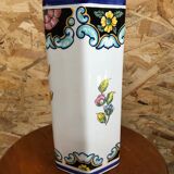 Old hexagonal vase v v carraresi ceramic white decoration flowers vintage