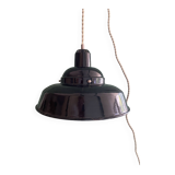 Enamelled sheet metal pendant light, fabric cable