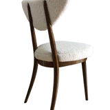 Midcentury White bouclé Heart Chairs, by Kurmanowicz, 1960s, Set of 6