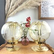 Pair of vintage smoked yellow Murano glass lamps