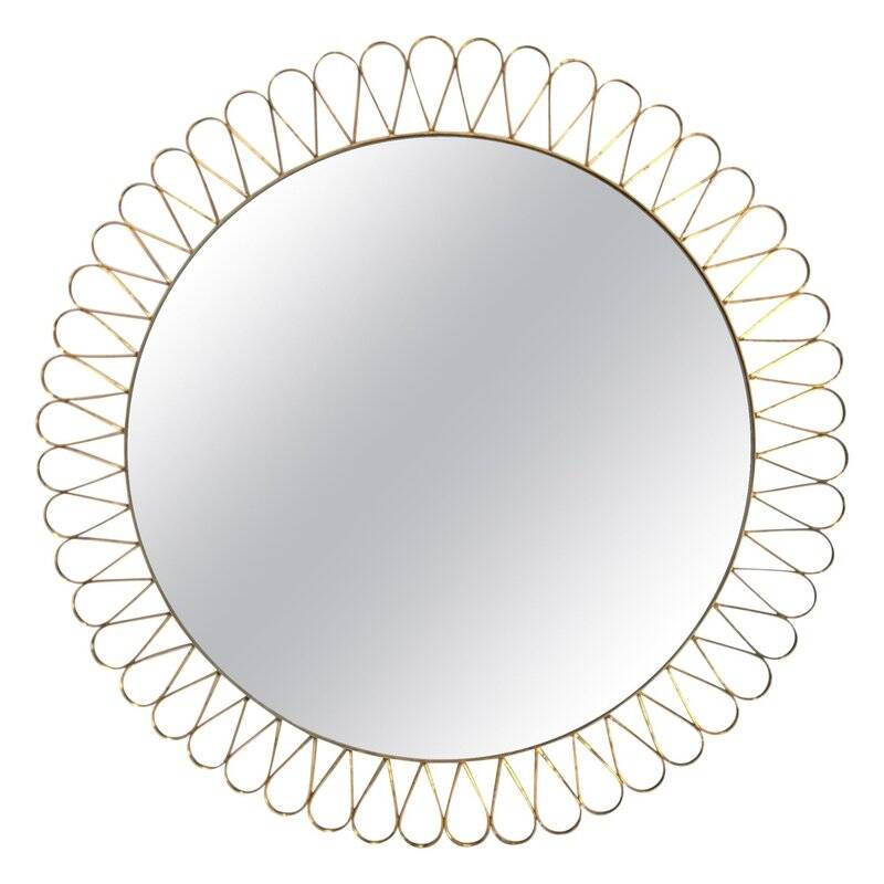 Mid-Century Italian Round Mirror, Girasole Model, 1950s