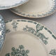 Lot of 6 blue-green ironstone dessert plates, French faience.