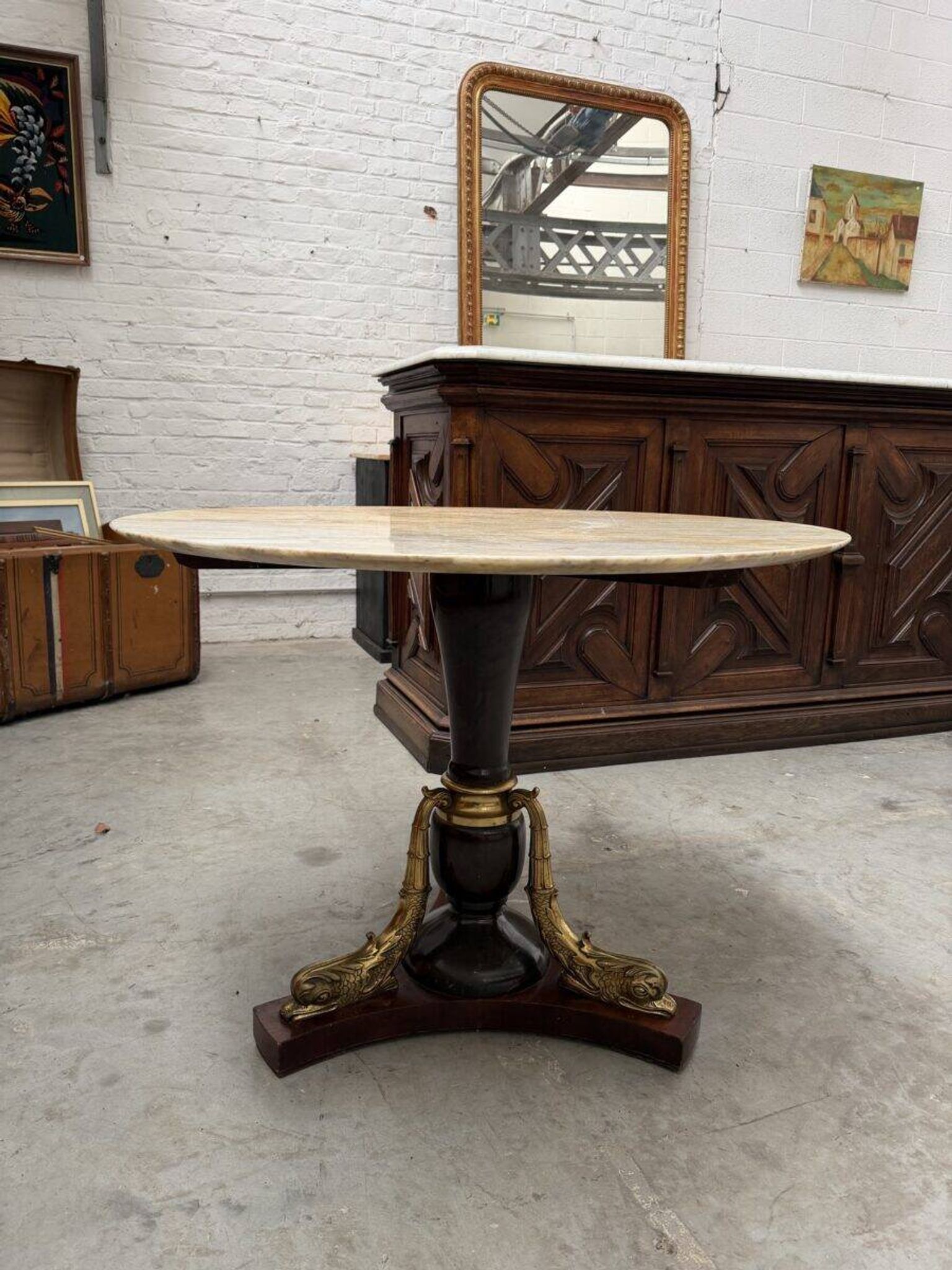 Table en laiton et onyx années 50