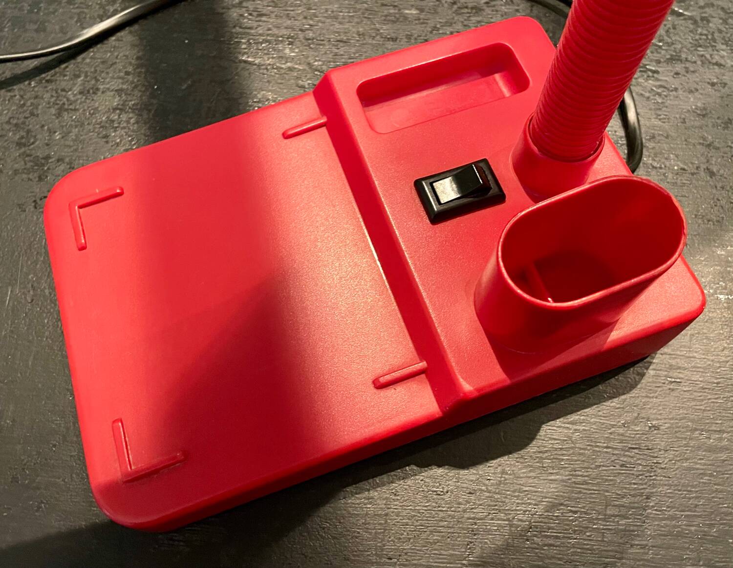 Vintage red articulated desk lamp