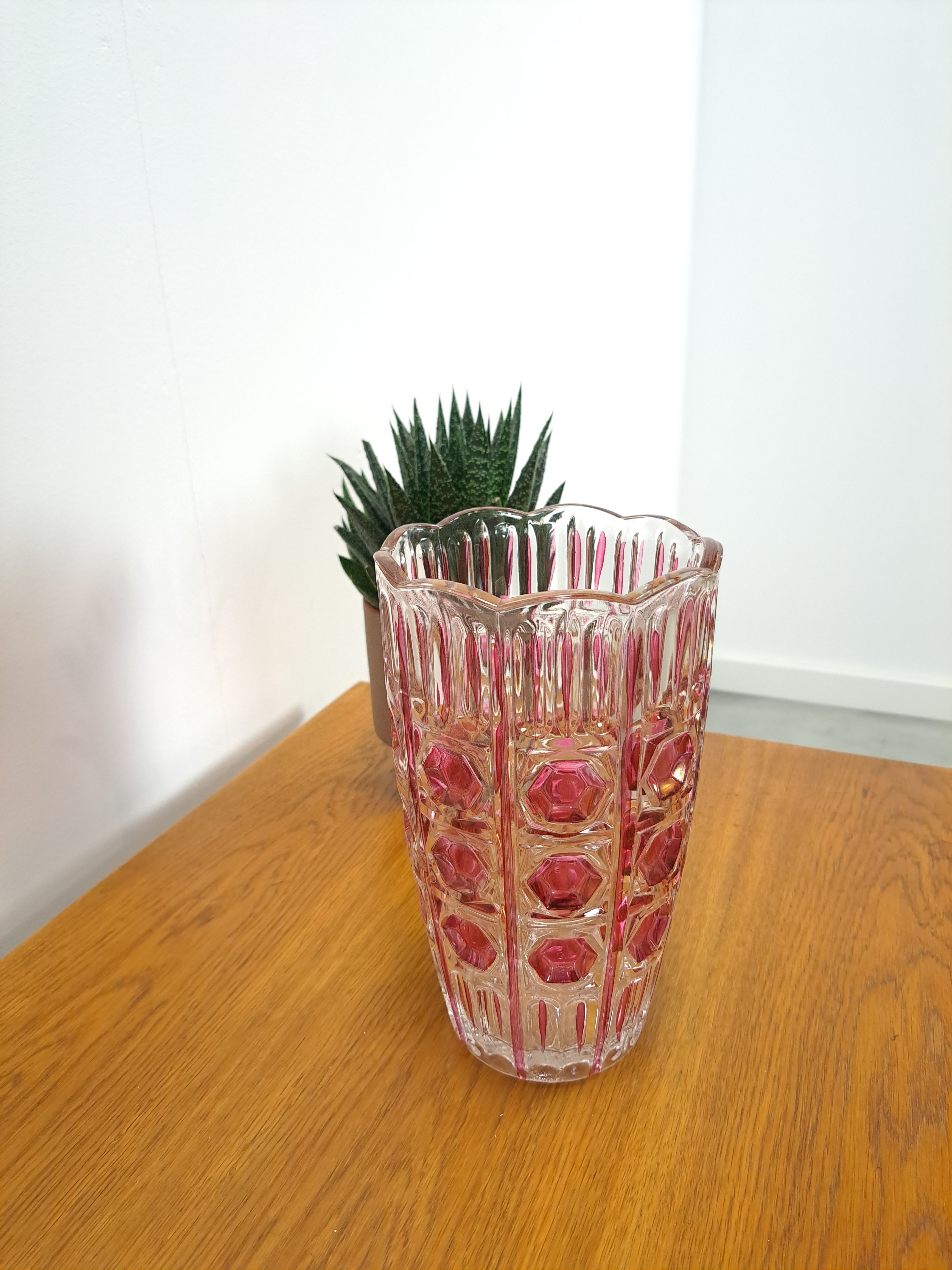 Vintage Vintage Pink Glass Vase Italy, Flower Vase