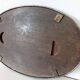 Antique oval mirror tray with metal frame