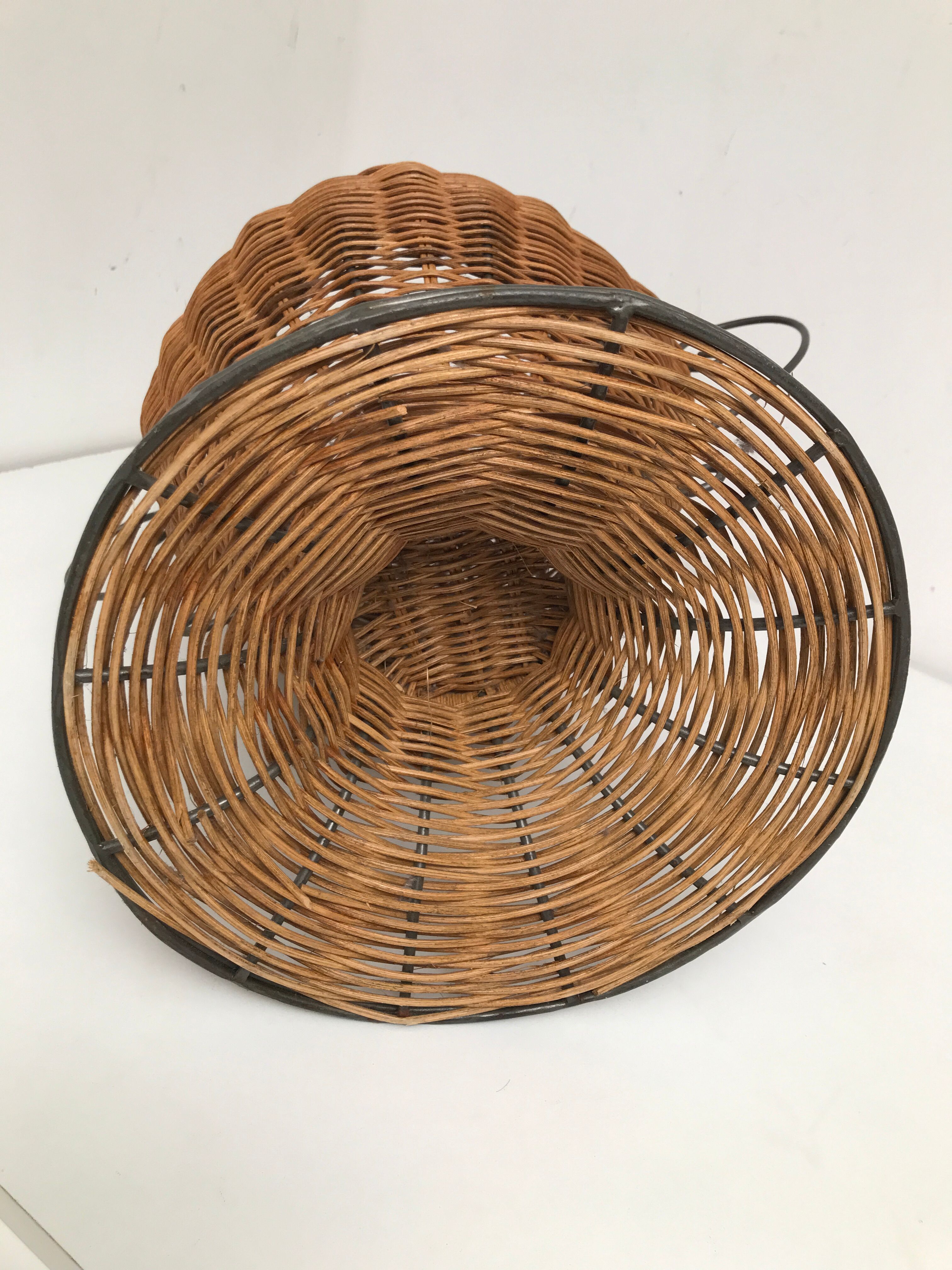 Vintage wrought iron wicker plant holder
