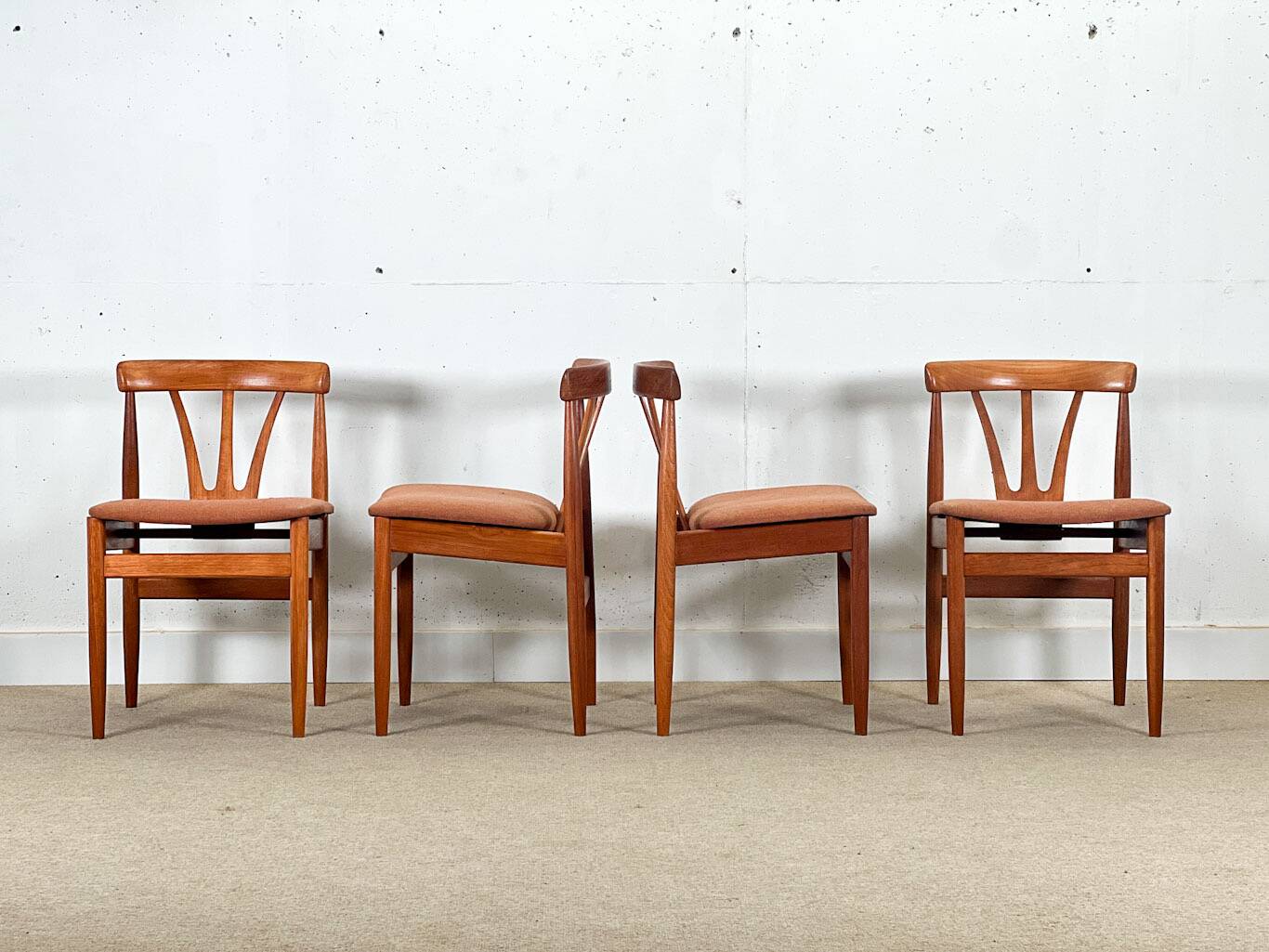 Set of 4 Danish Teak Hollow-Back Dining Chairs (made in the 1960s)