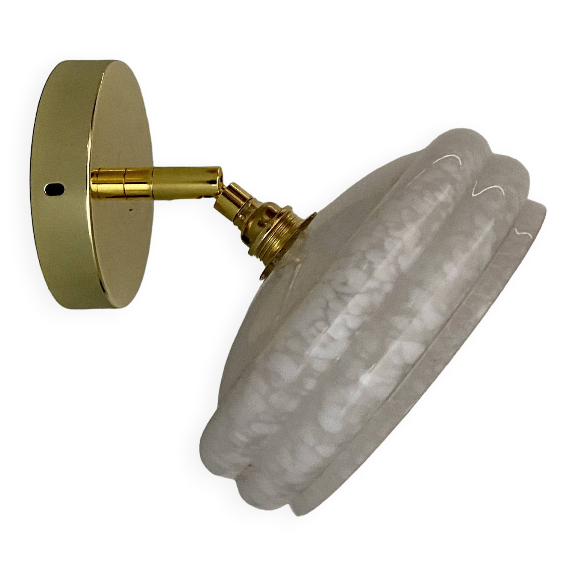 Vintage white CLichy glass lampshade wall light