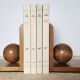 Pair of solid wood bookends with turned spheres – Minimalist design