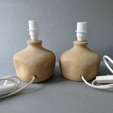 Pair of stone lamps with flower shades, 1970