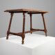 Antique Oak Side Table with Turned Legs and Stretcher Base, Spain, 17th Cen