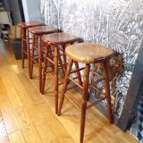 Set 4 tabourets de bar en bois