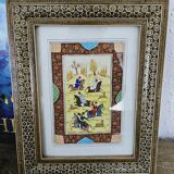 Persian miniature in frame with marquetry