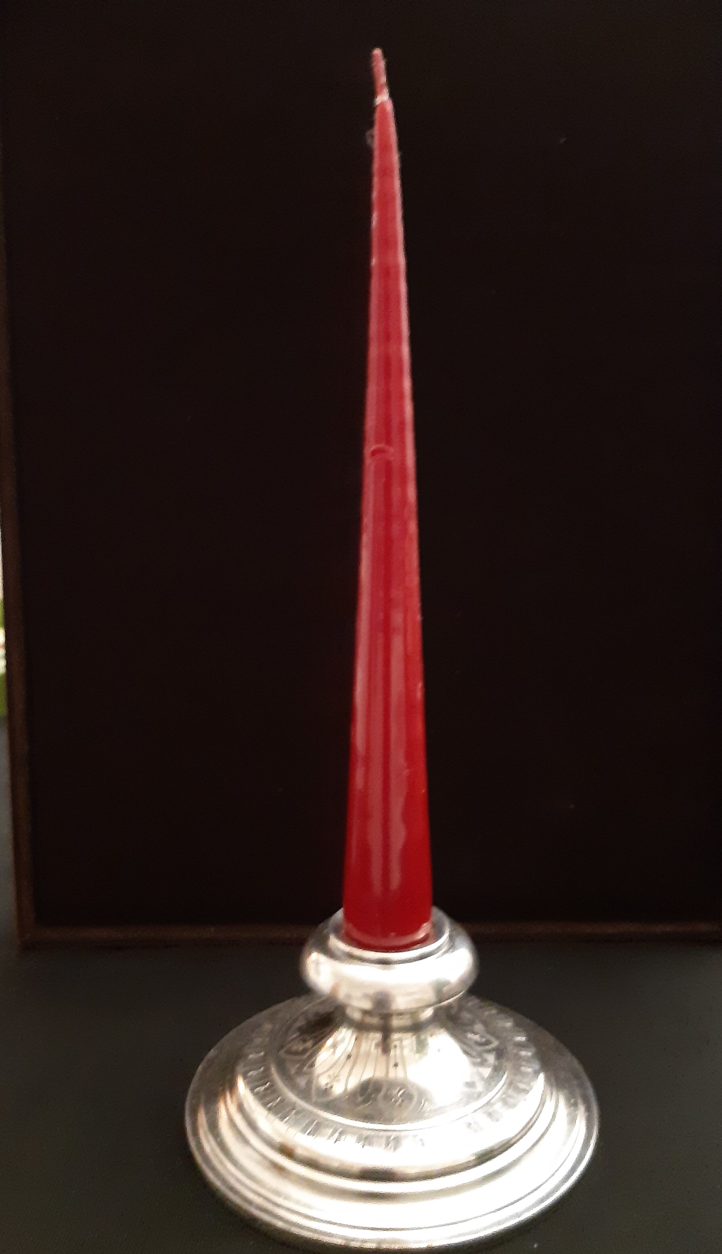 Silver metal desk candlestick
