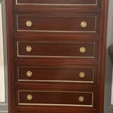 Louis XVI style chest of drawers in mahogany and bronze