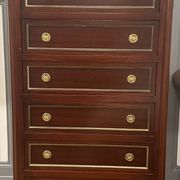 Louis XVI style chest of drawers in mahogany and bronze