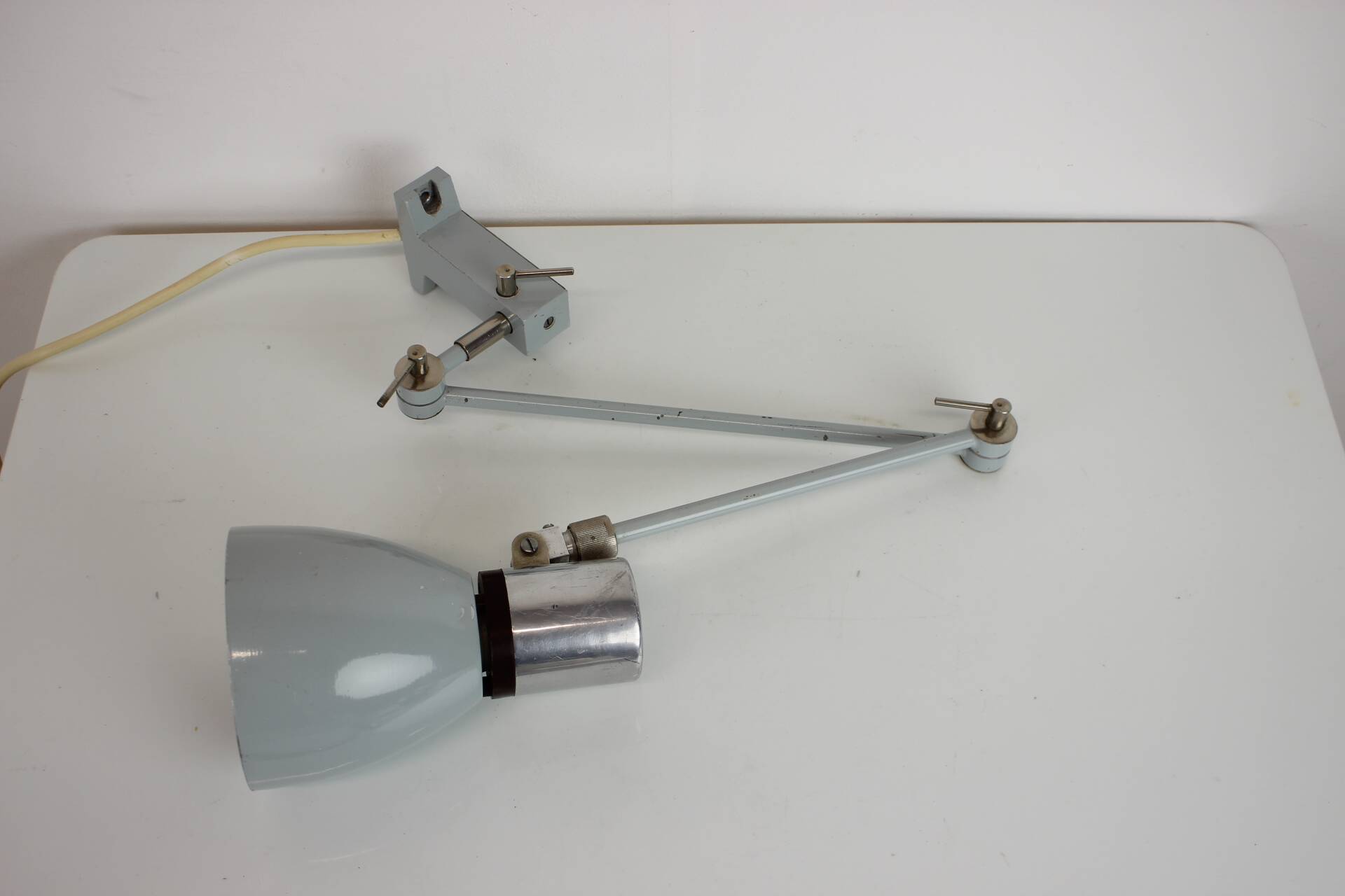 Adjustable Industrial Wall/Table Lamp, 1950's, Czechoslovakia