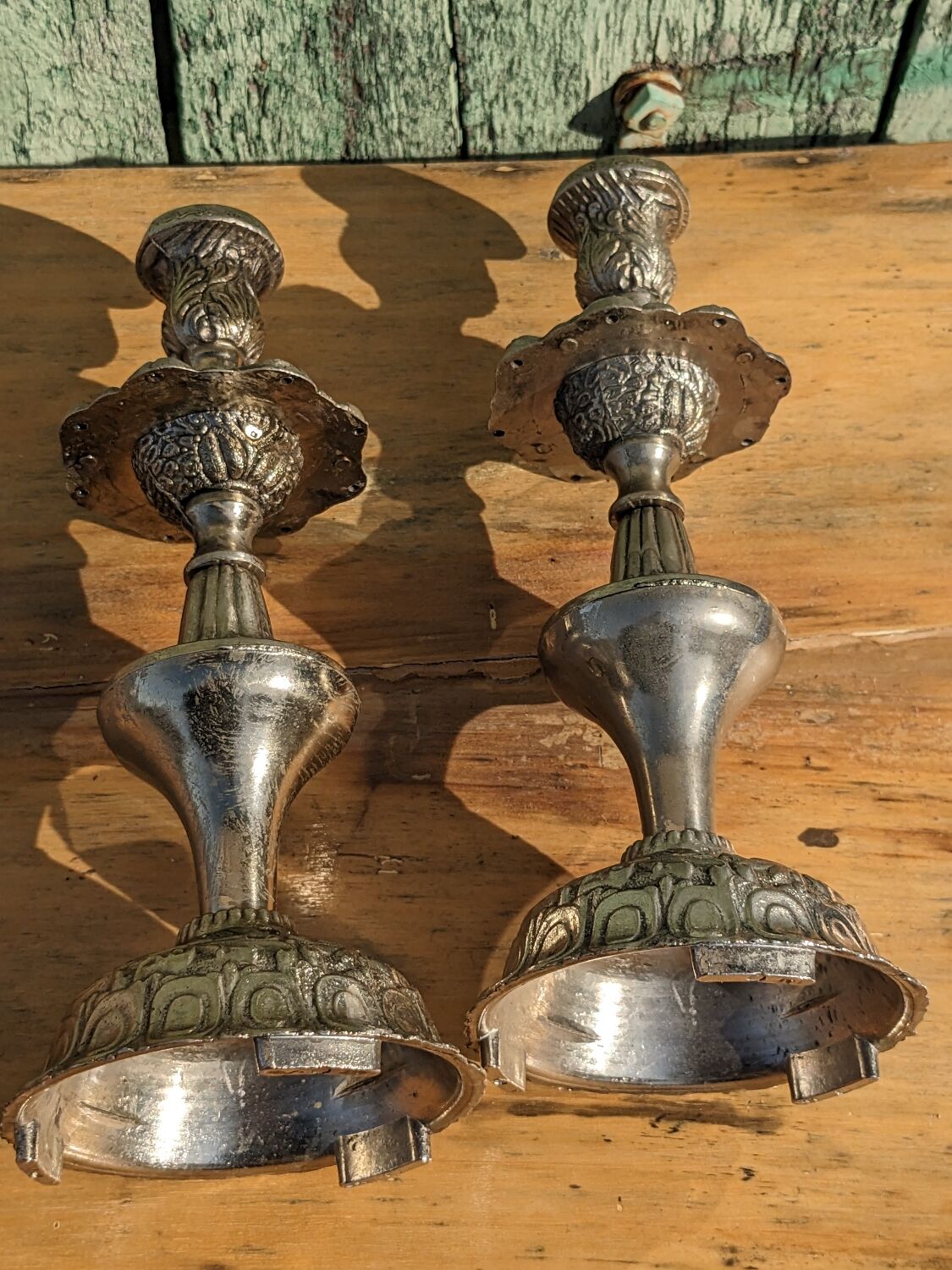 Pair of silver candle holders