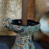 Pair of vintage Vanoise honey foam ceramic candlesticks