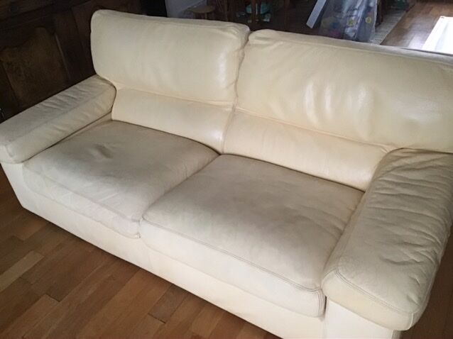 Pair of grained leather sofas Duvivier iconic model Maillol 1990