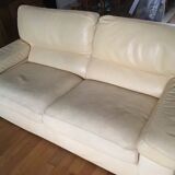 Pair of grained leather sofas Duvivier iconic model Maillol 1990