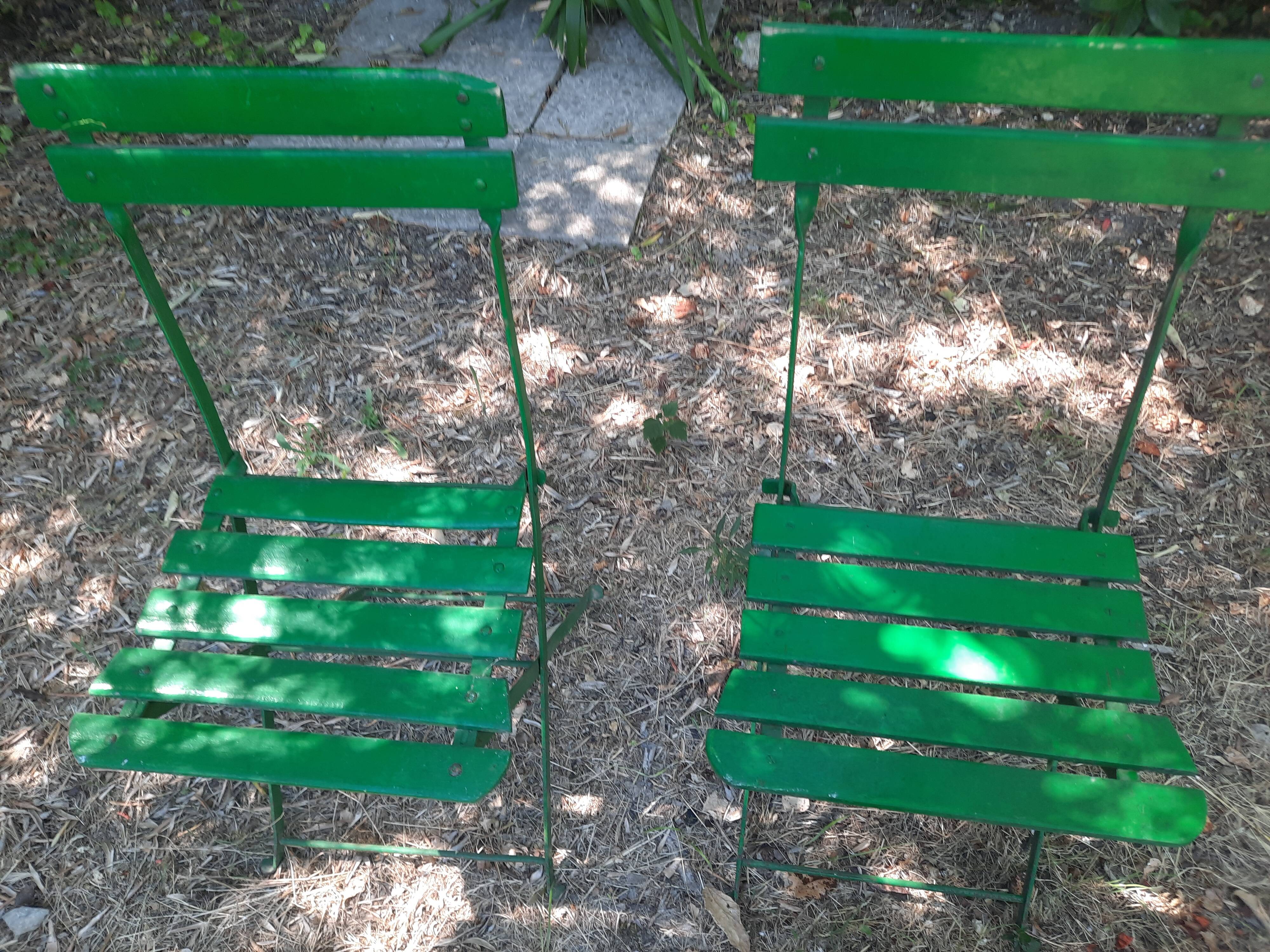 Pair of folding garden chairs