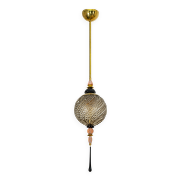 Suspension en verre de Murano soufflé et laiton