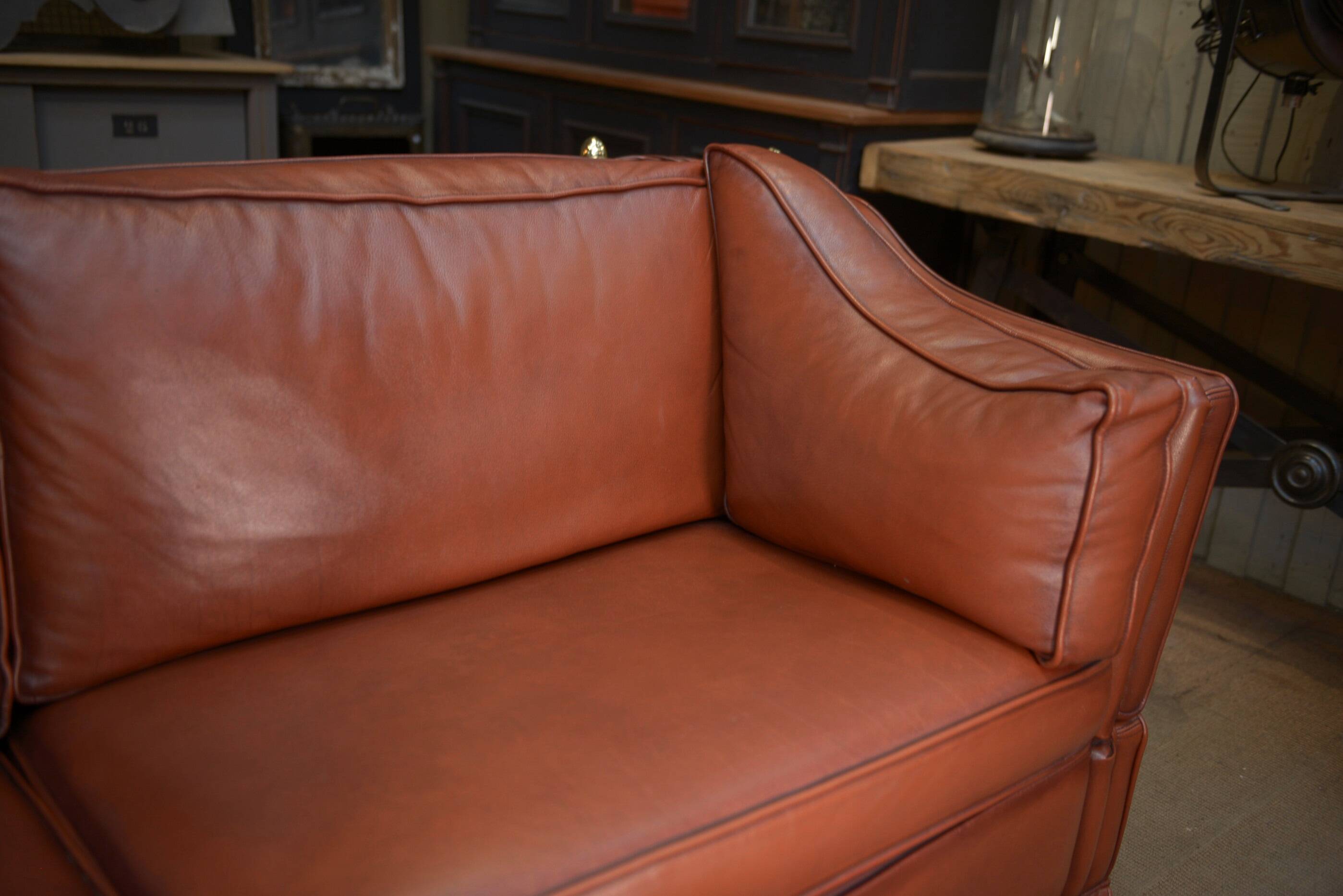 Maison Jansen leather sofa, France, 1970s