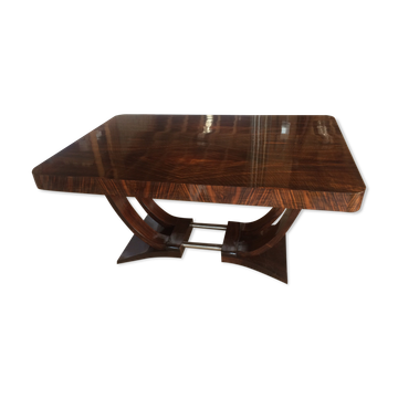 Table de salle à manger Art Deco en noyer flammé