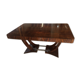 Art Deco flaming walnut dining table