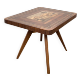 Table basse en bois avec marqueterie, années 1940