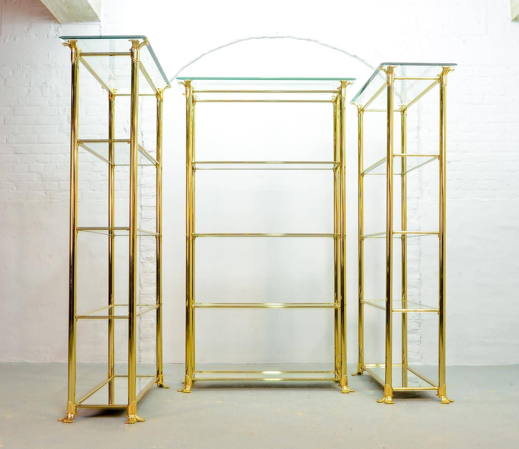 Ramiro Tarazona 24 Carat Goldplated Display Cabinet w. Glass Shelves 1980s