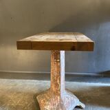 Industrial console cast iron and oak tray