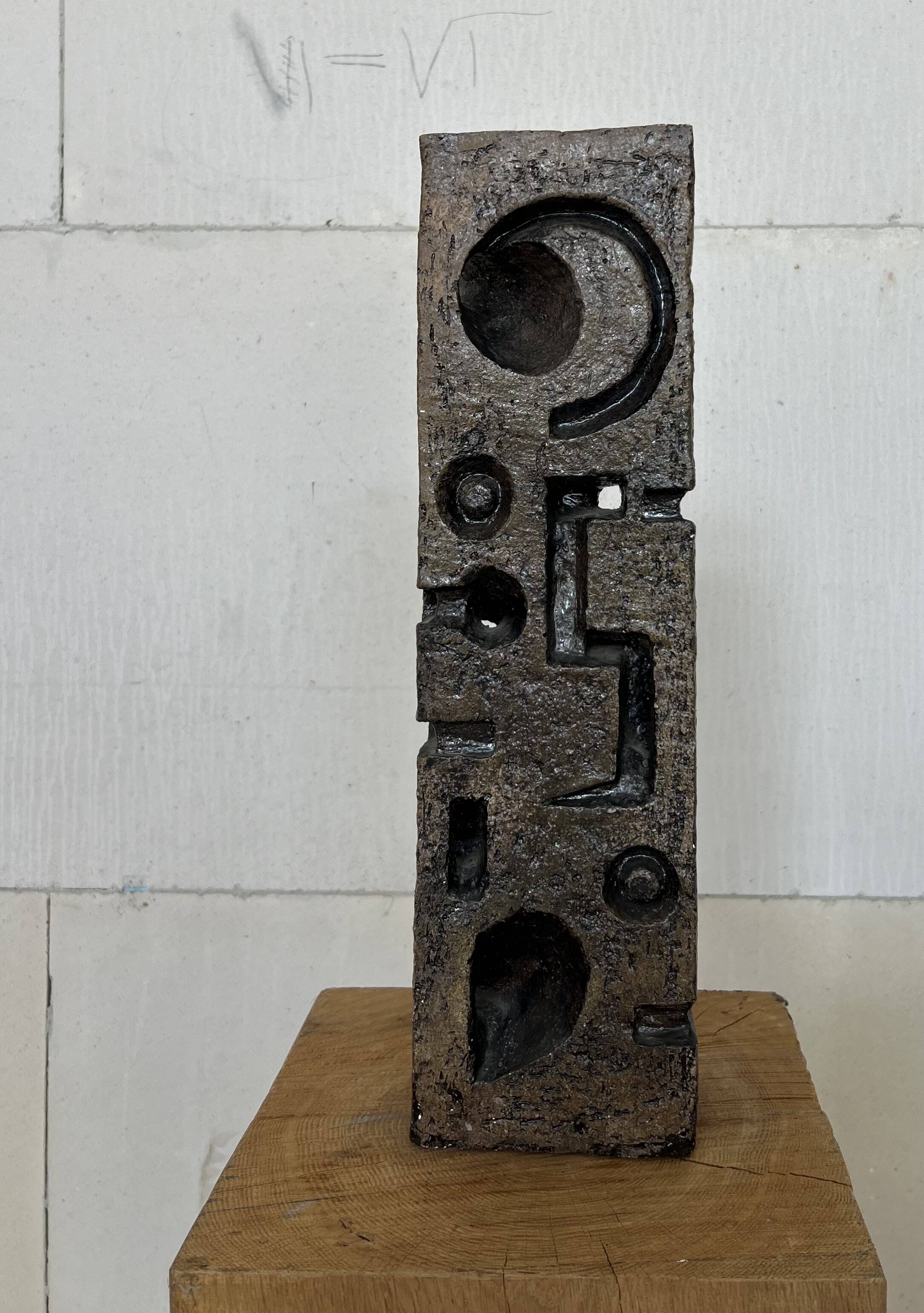 Large Brutalist Ceramic Sculpture – Abstract Totem Form, c. 1960s–70s
