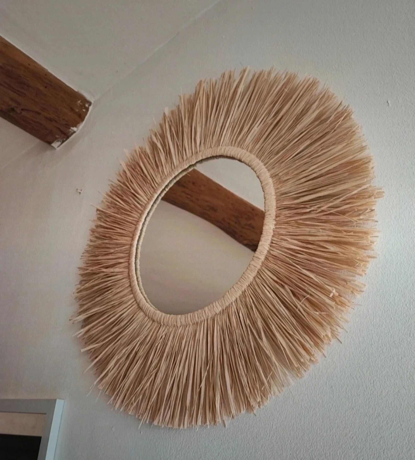 Miroir raphia fait main, création artisanale