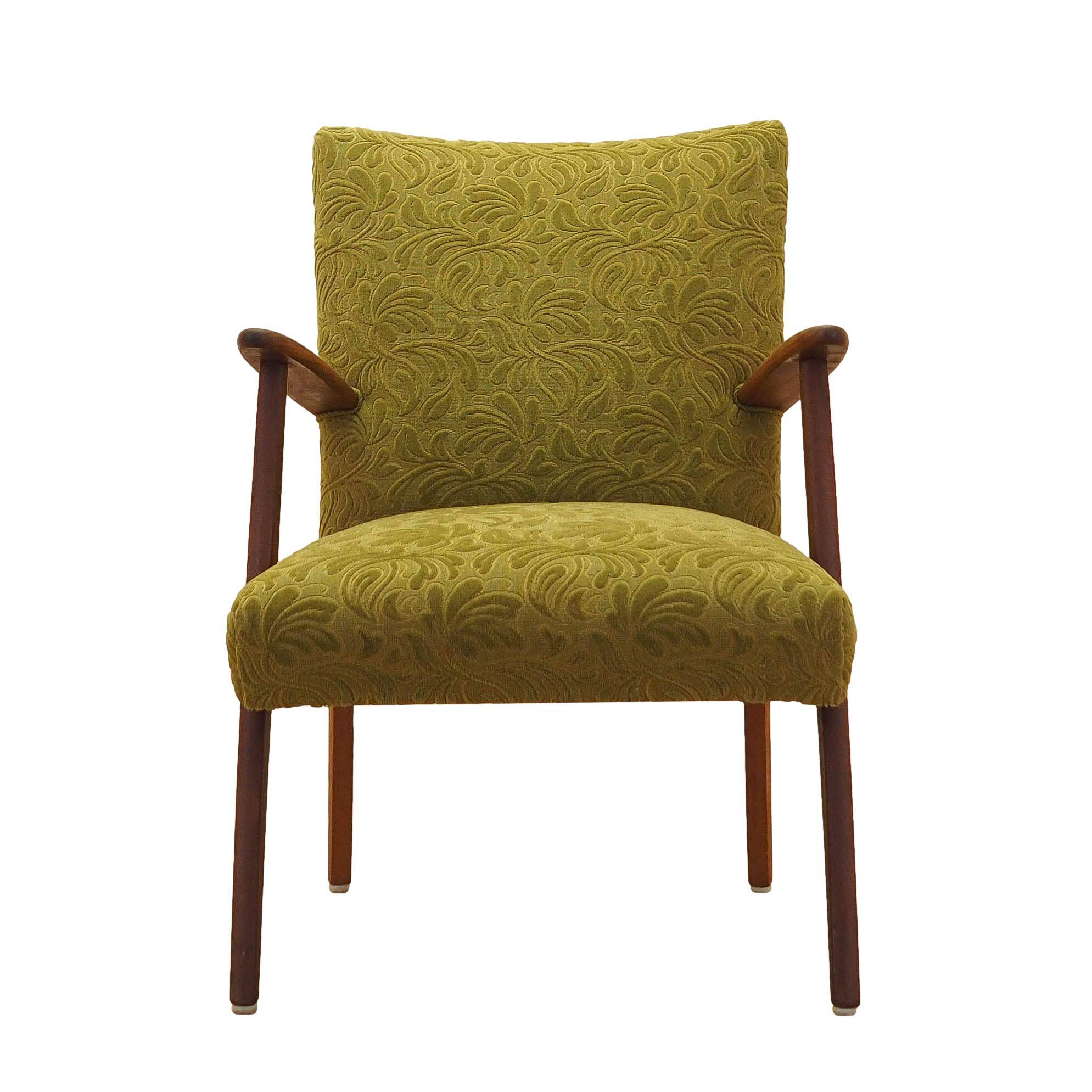 Green armchair, Danish design, 1960s, made in Denmark