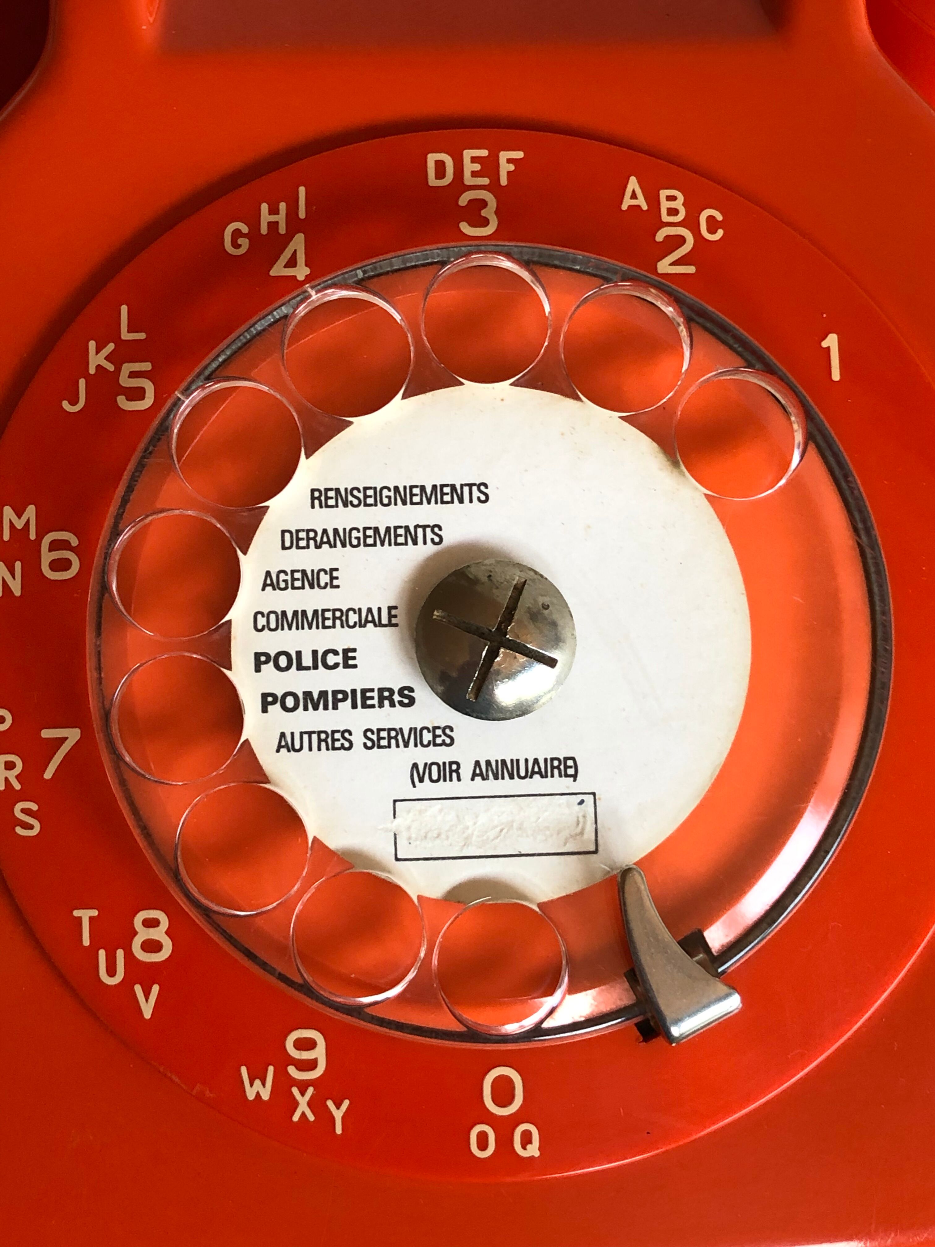 Vintage Orange Socotel dial phone, 1978