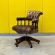 Vintage Chesterfield Revolving Captain's Chair with Brow Leather Upholstery