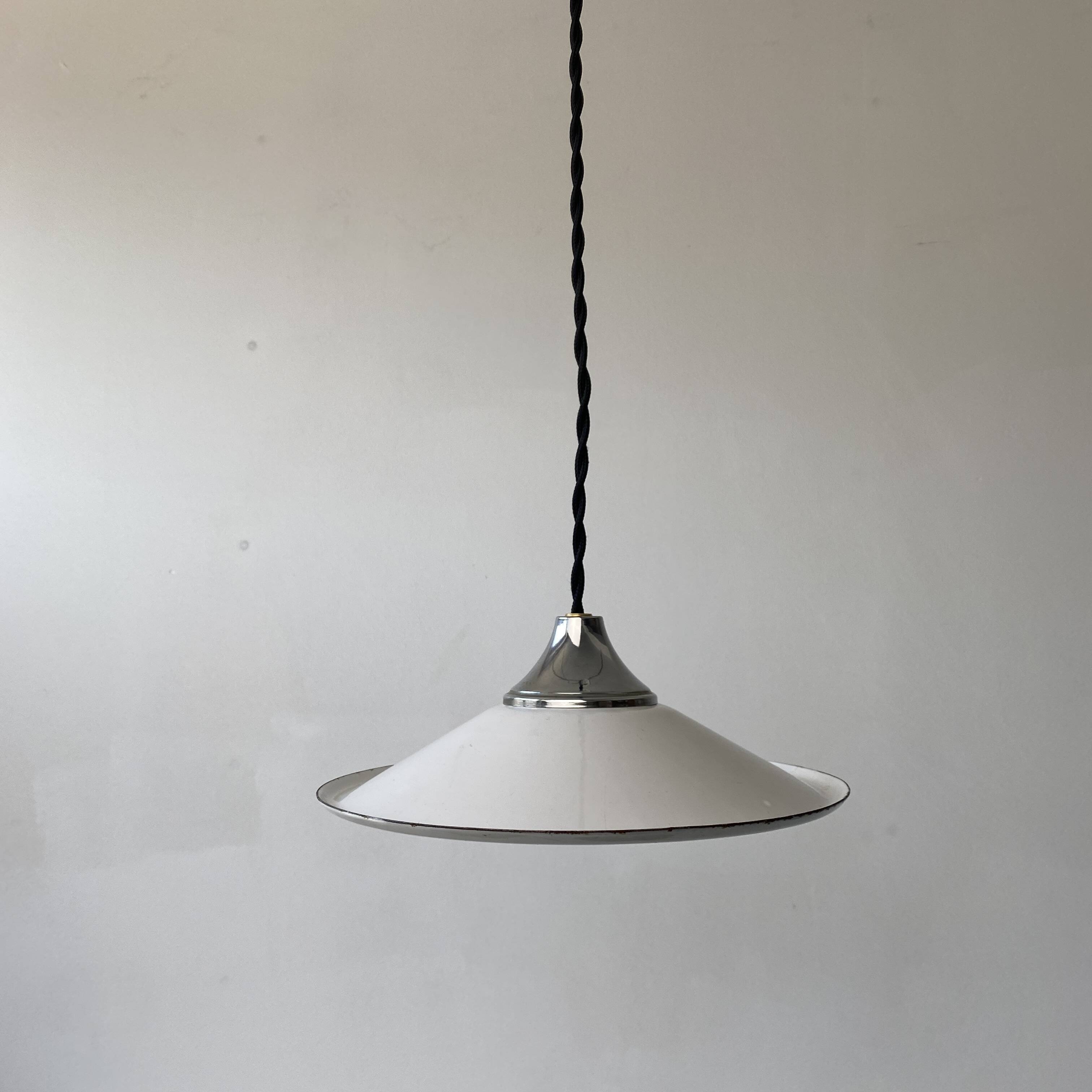 OLD SMALL INDUSTRIAL WHITE ENAMEL PENDANT