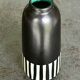 Upsala Ekeby Ceramic Vase – Black with Striped Pattern – Turquoise Interior –
